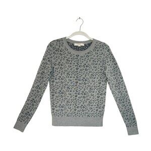Ann Taylor LOFT Women's Long Sleeve Leopard Print Top in Gray - Sz XS
